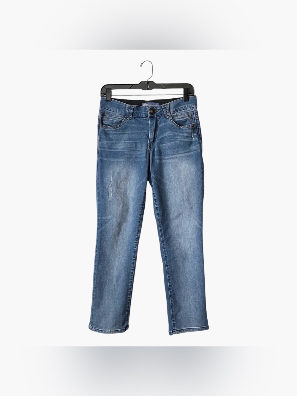 Democracy Jeans Women's Size 4P Blue Skinny Ab Solution Stretch Distressed Denim